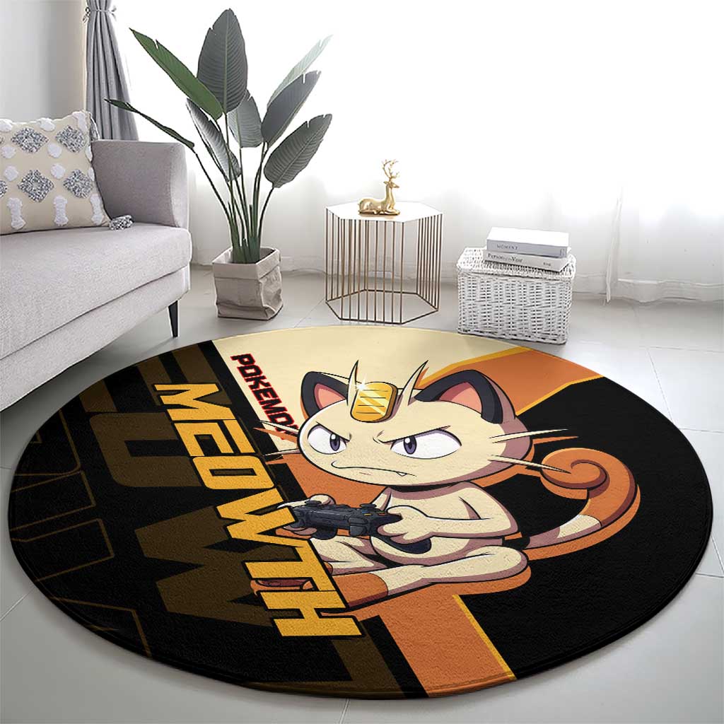 Meowth Poké Round Carpet Vintage Anime Cartoon Style