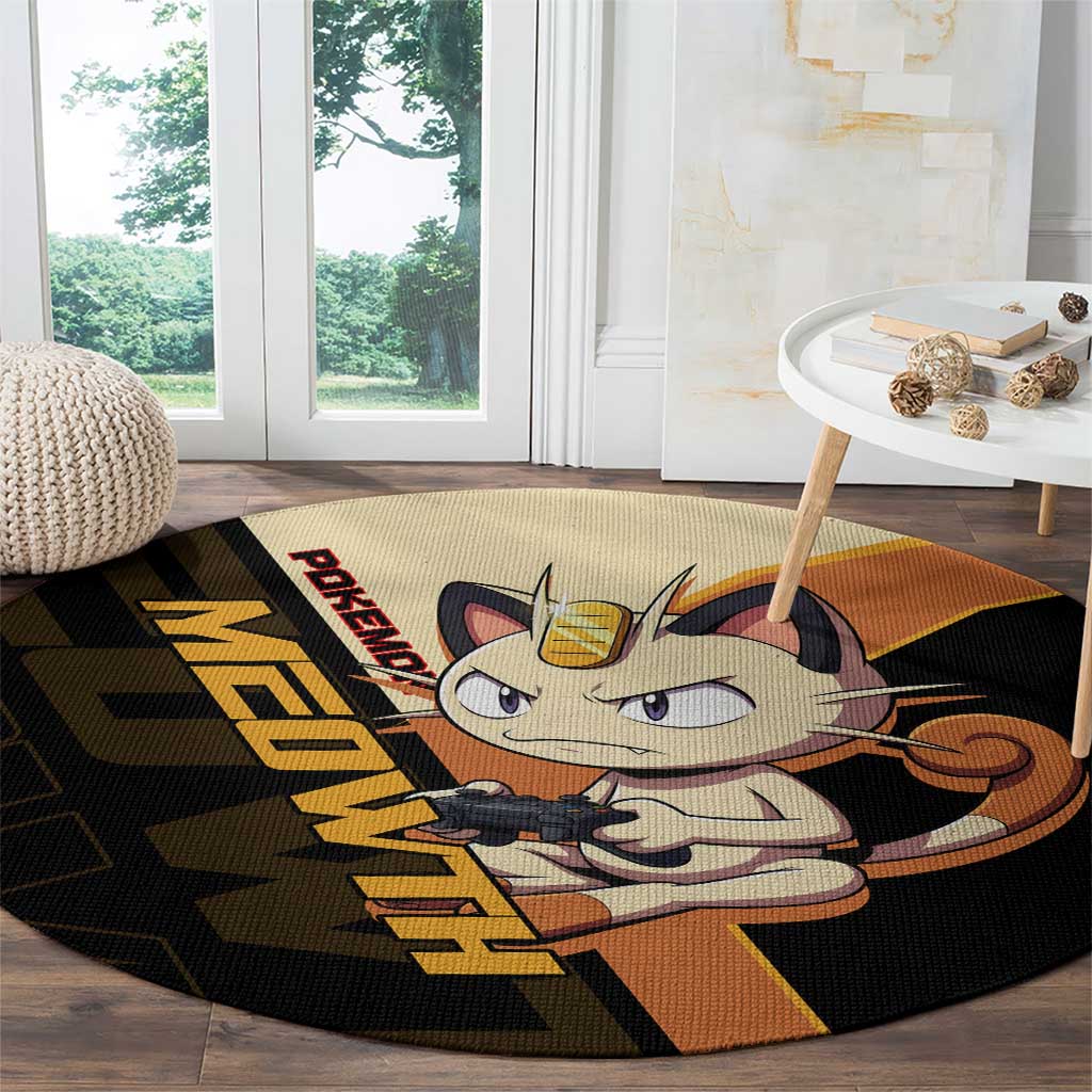Meowth Poké Round Carpet Vintage Anime Cartoon Style