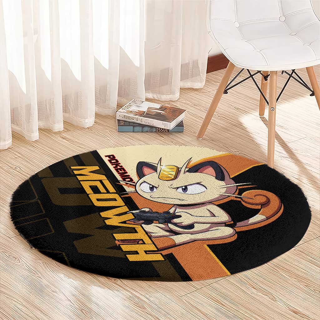 Meowth Poké Round Carpet Vintage Anime Cartoon Style