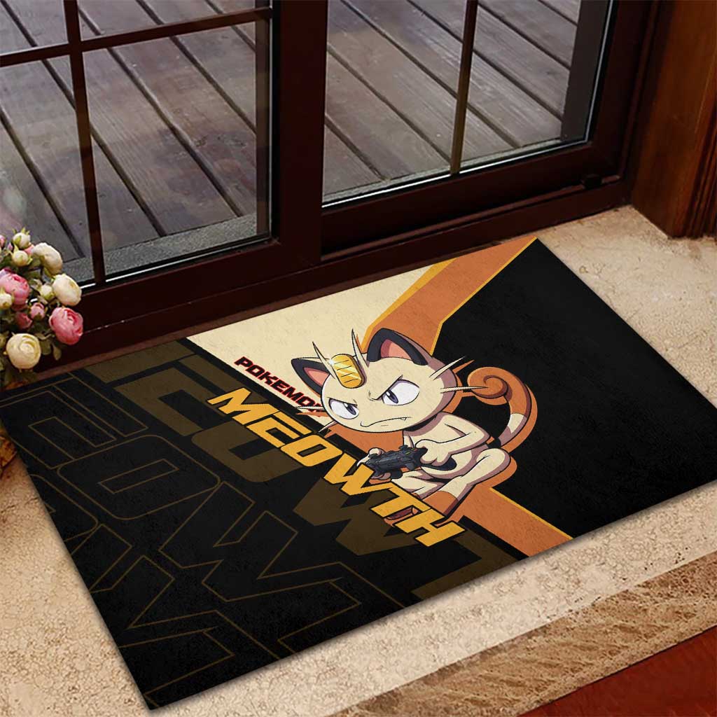 Meowth Poké Rubber Doormat Vintage Anime Cartoon Style