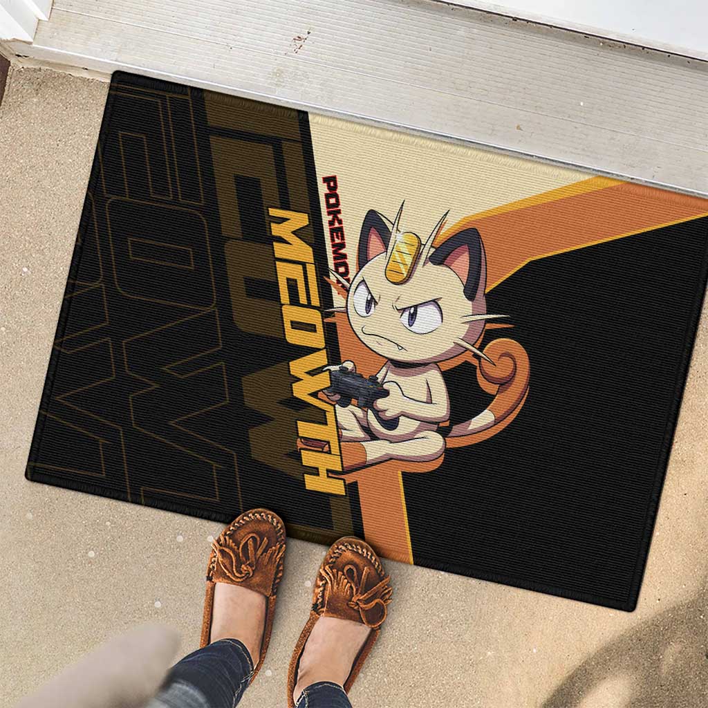 Meowth Poké Rubber Doormat Vintage Anime Cartoon Style