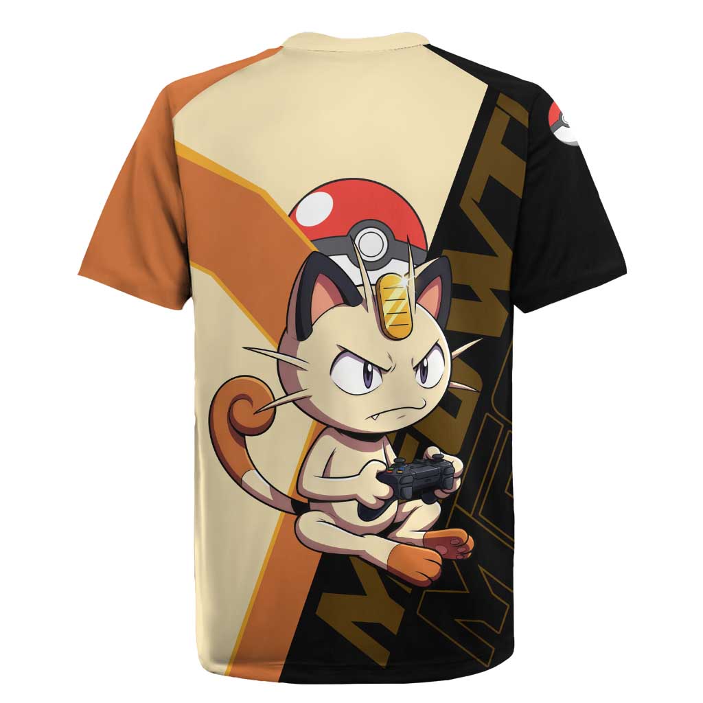 Meowth Poké Rugby Jersey Vintage Anime Cartoon Style