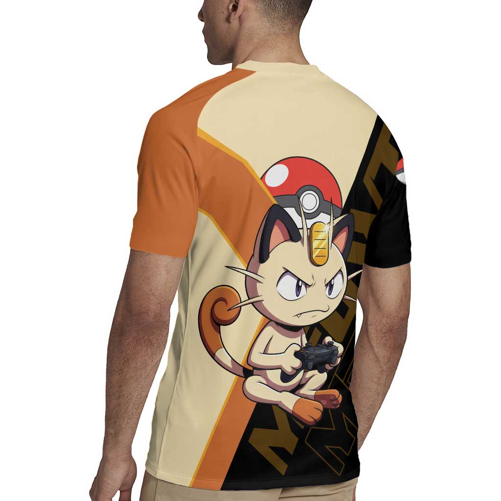 Meowth Poké Rugby Jersey Vintage Anime Cartoon Style
