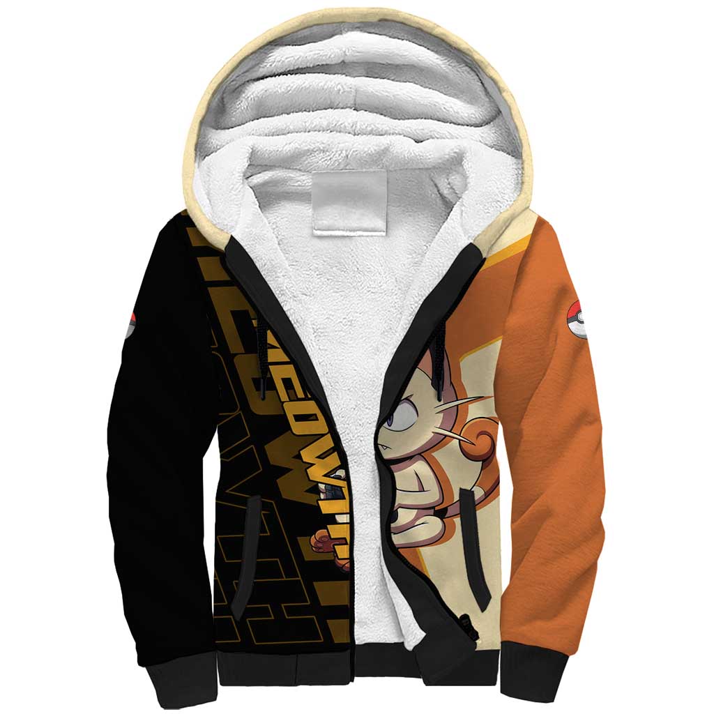 Meowth Poké Sherpa Hoodie Vintage Anime Cartoon Style