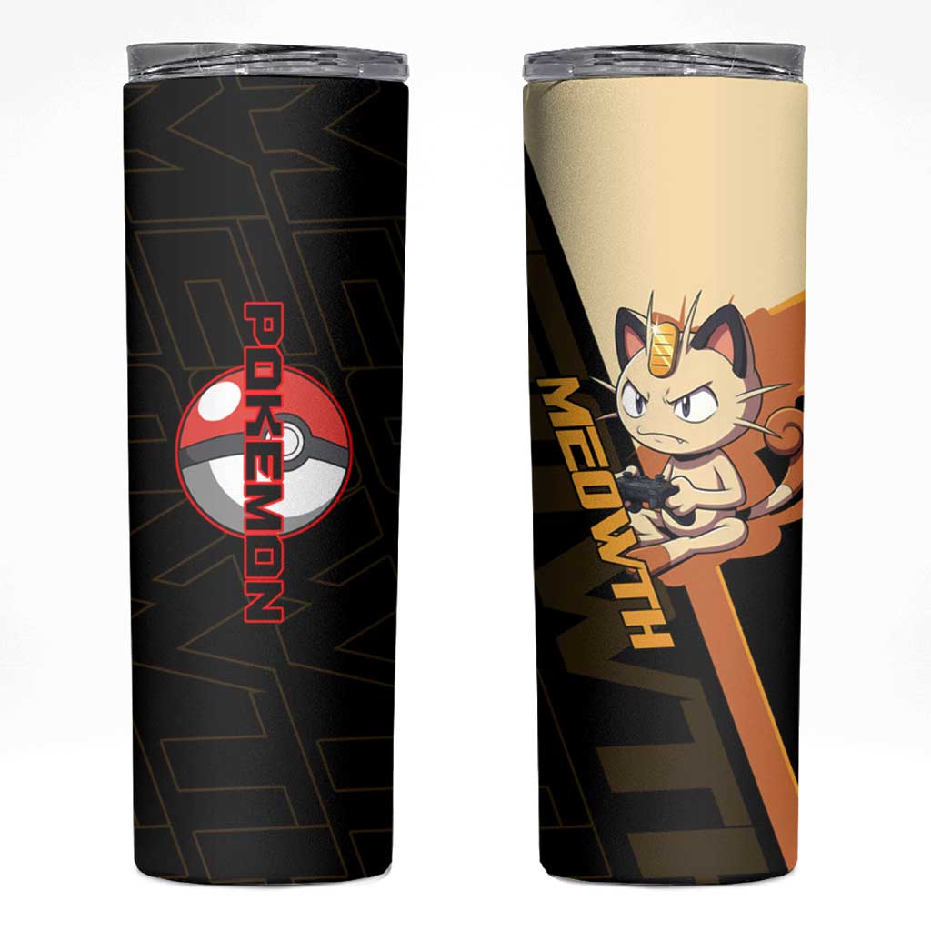Meowth Poké Skinny Tumbler Vintage Anime Cartoon Style