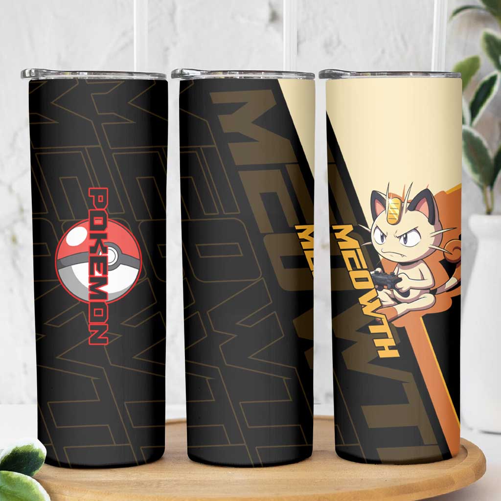 Meowth Poké Skinny Tumbler Vintage Anime Cartoon Style