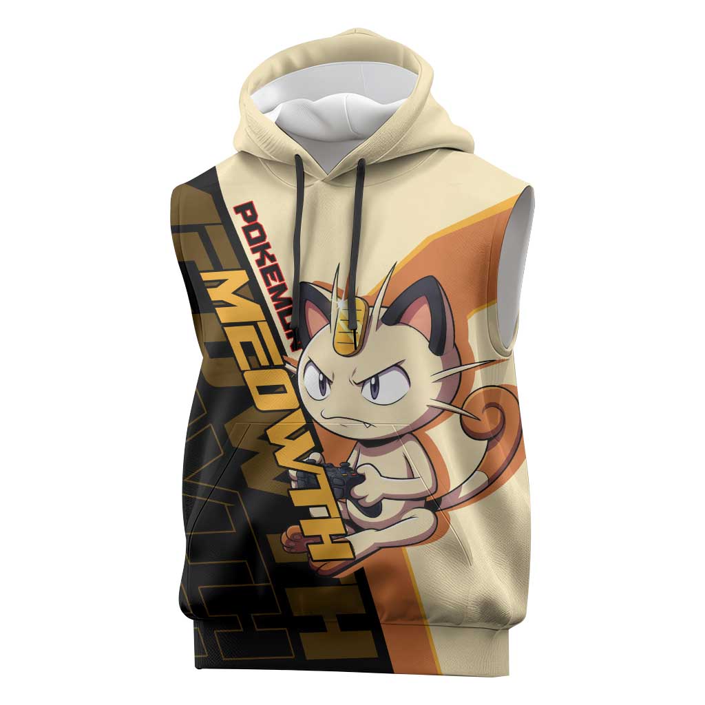 Meowth Poké Sleeveless Hoodie Vintage Anime Cartoon Style