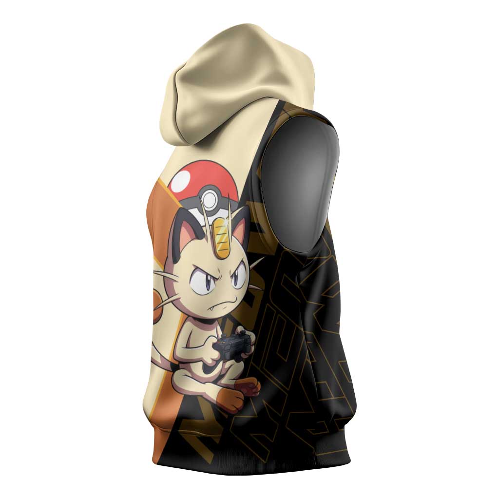 Meowth Poké Sleeveless Hoodie Vintage Anime Cartoon Style