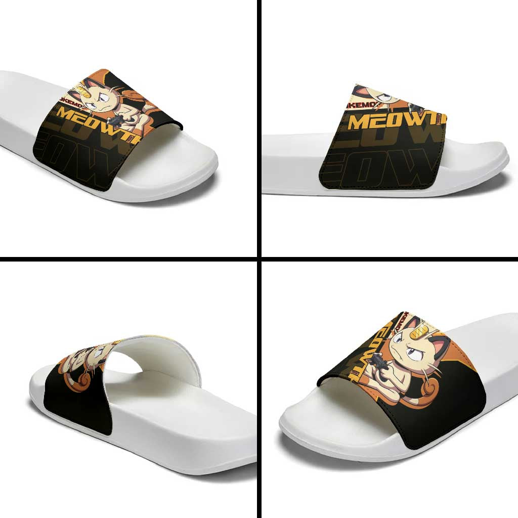 Meowth Poké Slide Sandals Vintage Anime Cartoon Style