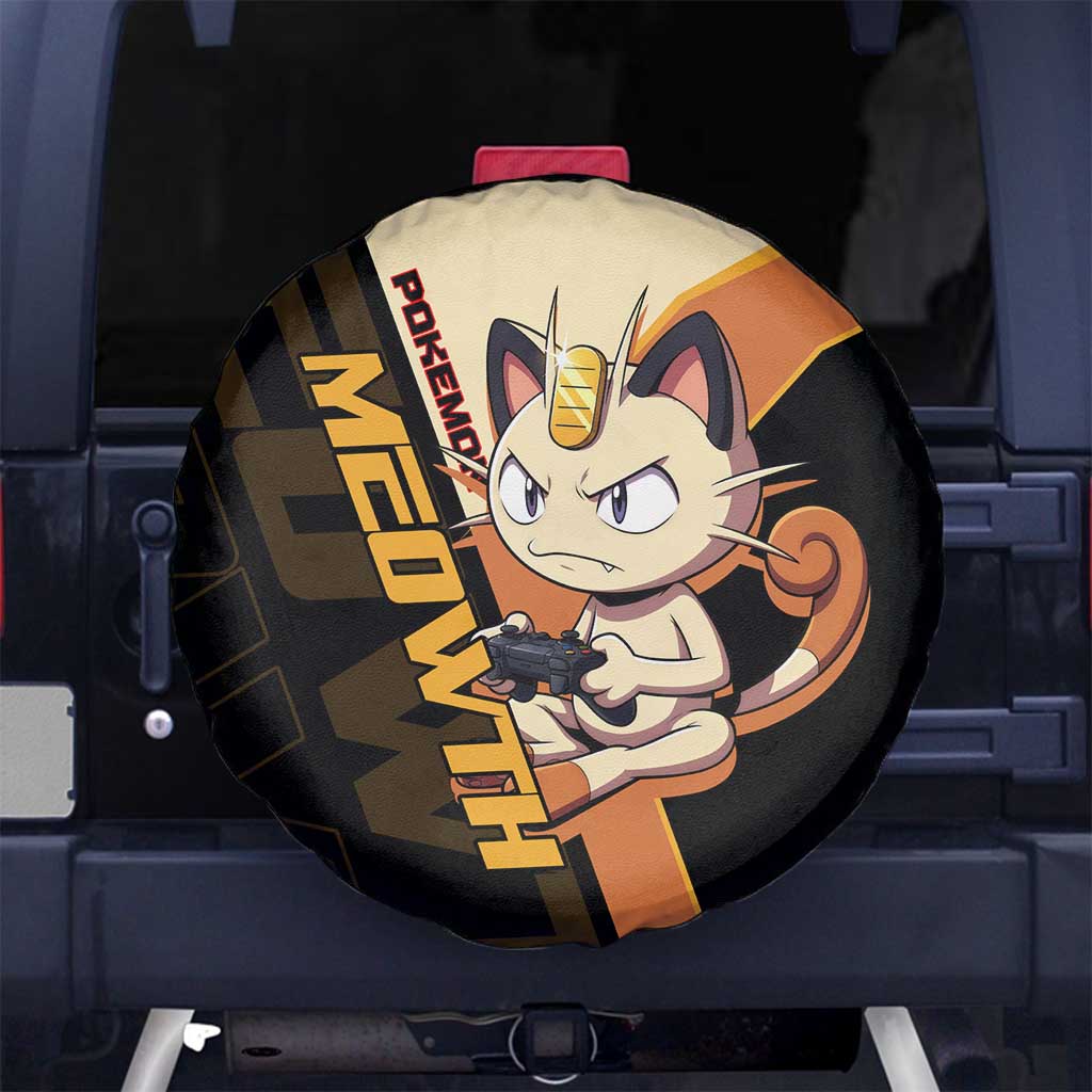 Meowth Poké Spare Tire Cover Vintage Anime Cartoon Style