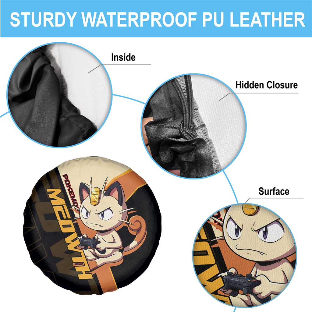 Meowth Poké Spare Tire Cover Vintage Anime Cartoon Style
