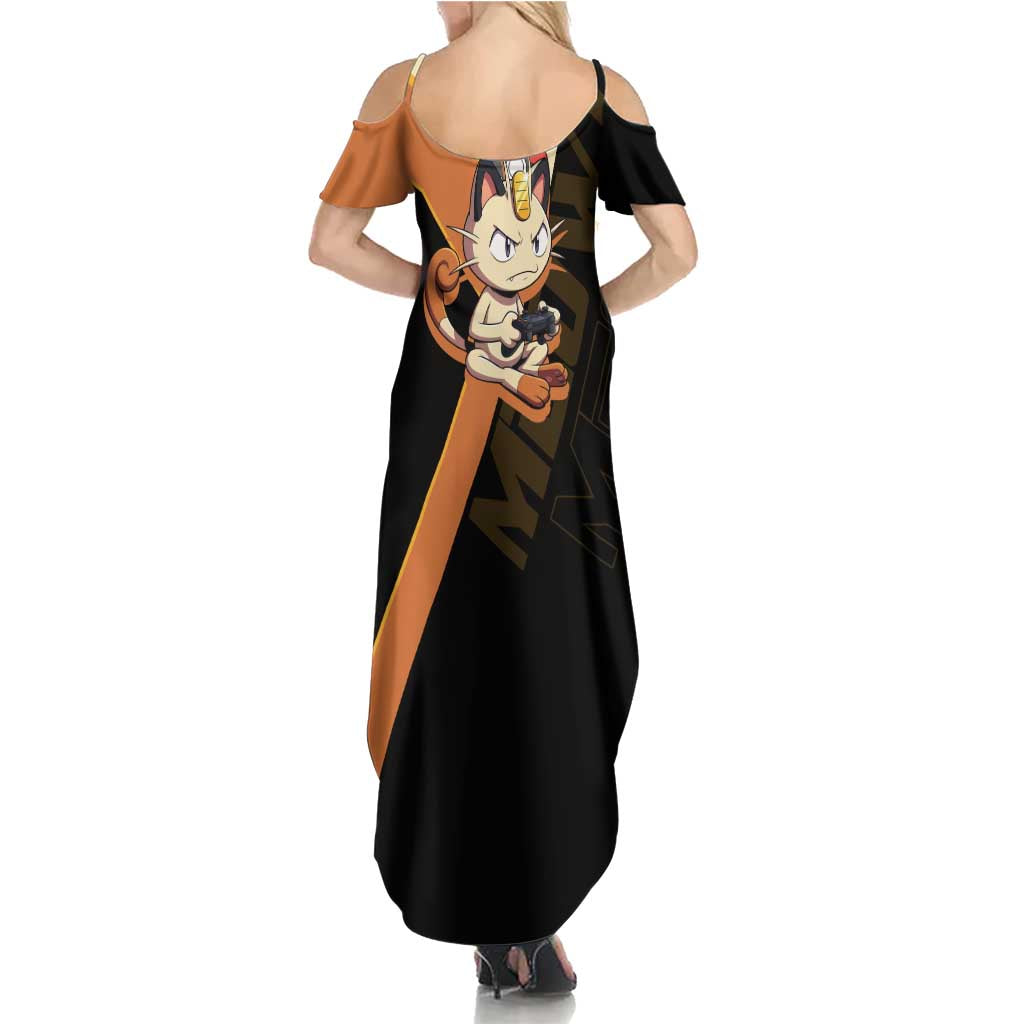 Meowth Poké Summer Maxi Dress Vintage Anime Cartoon Style