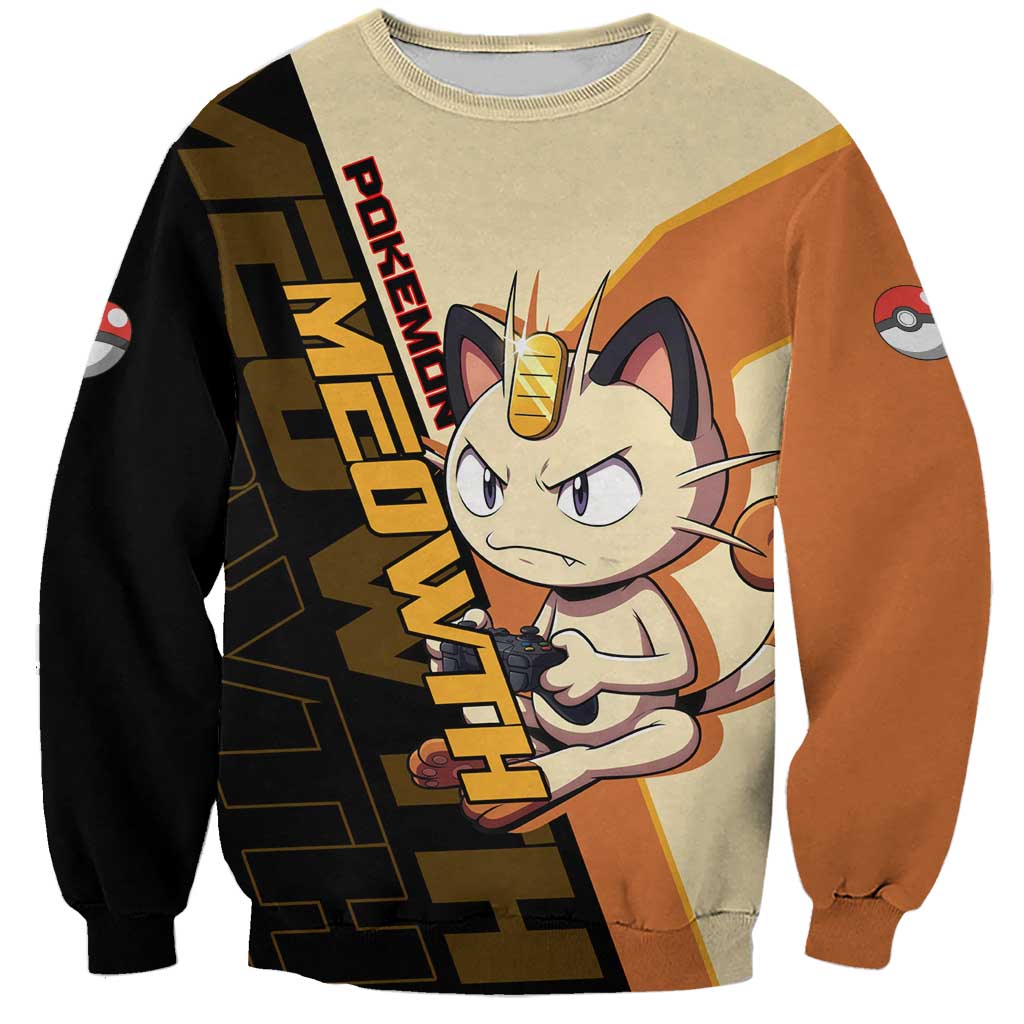 Meowth Poké Sweatshirt Vintage Anime Cartoon Style