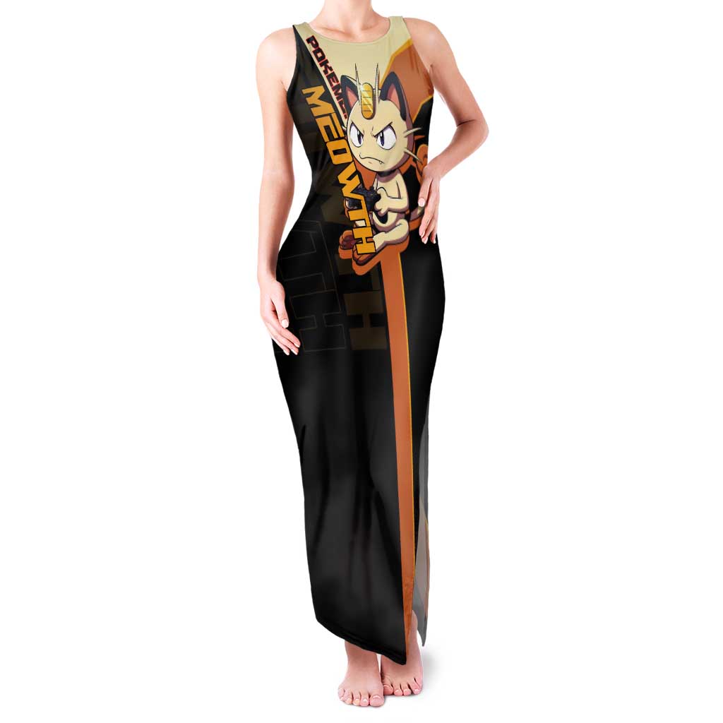 Meowth Poké Tank Maxi Dress Vintage Anime Cartoon Style