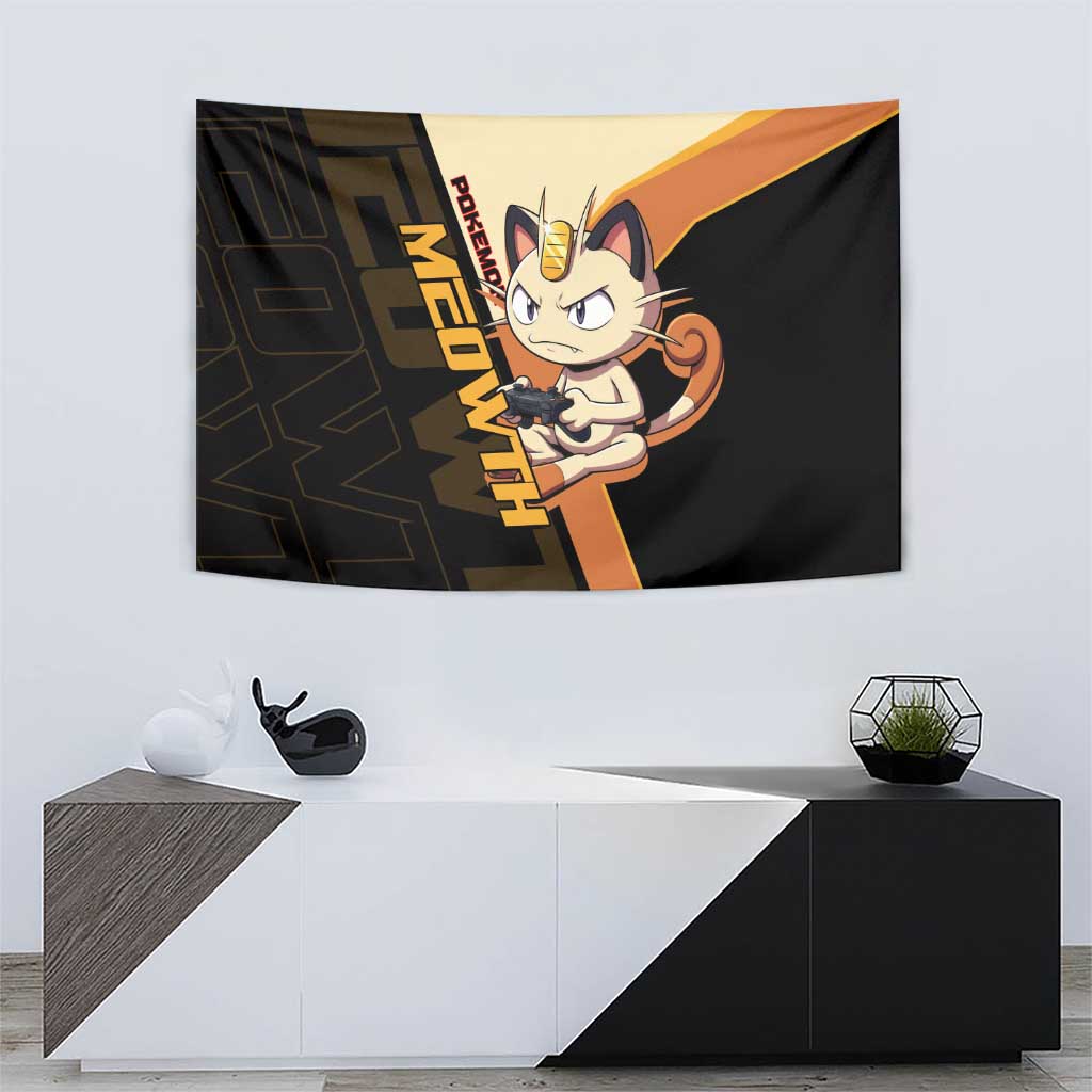 Meowth Poké Tapestry Vintage Anime Cartoon Style