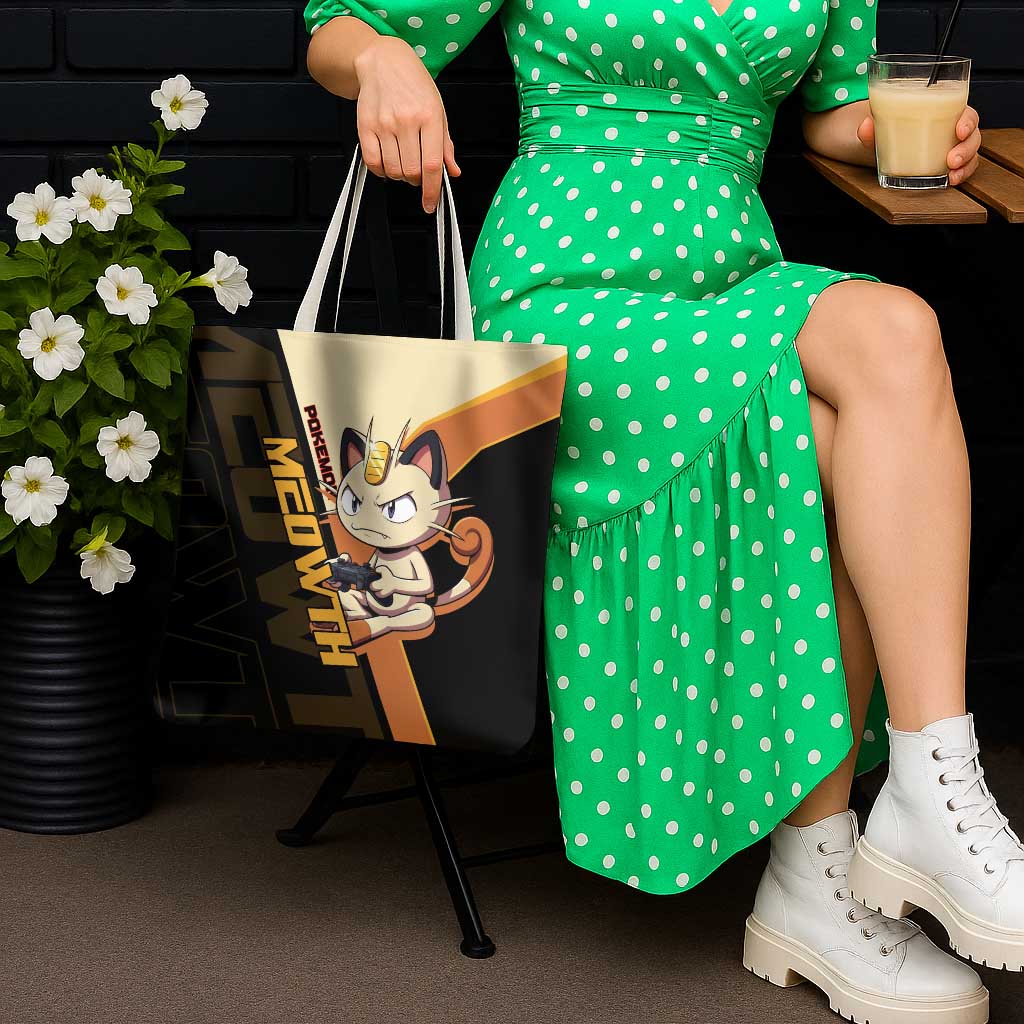 Meowth Poké Tote Bag Vintage Anime Cartoon Style