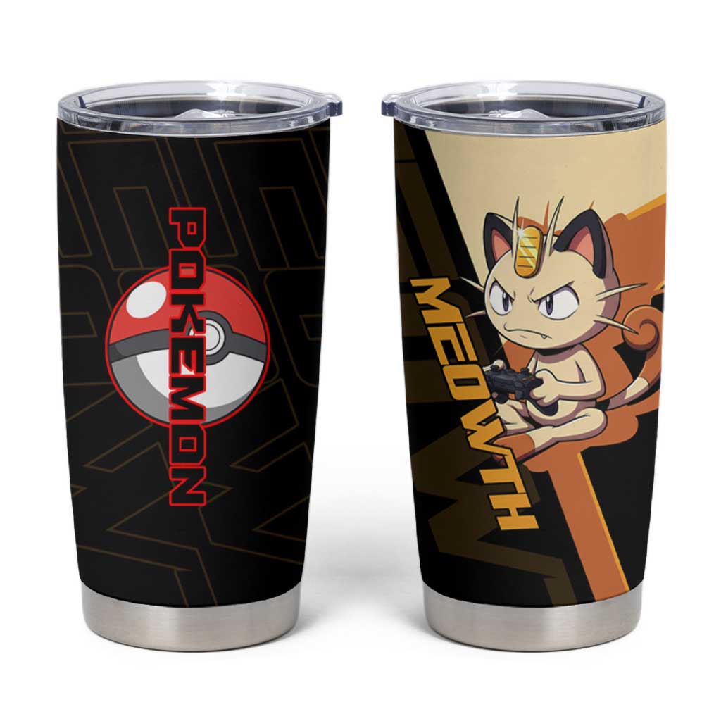 Meowth Poké Tumbler Cup Vintage Anime Cartoon Style