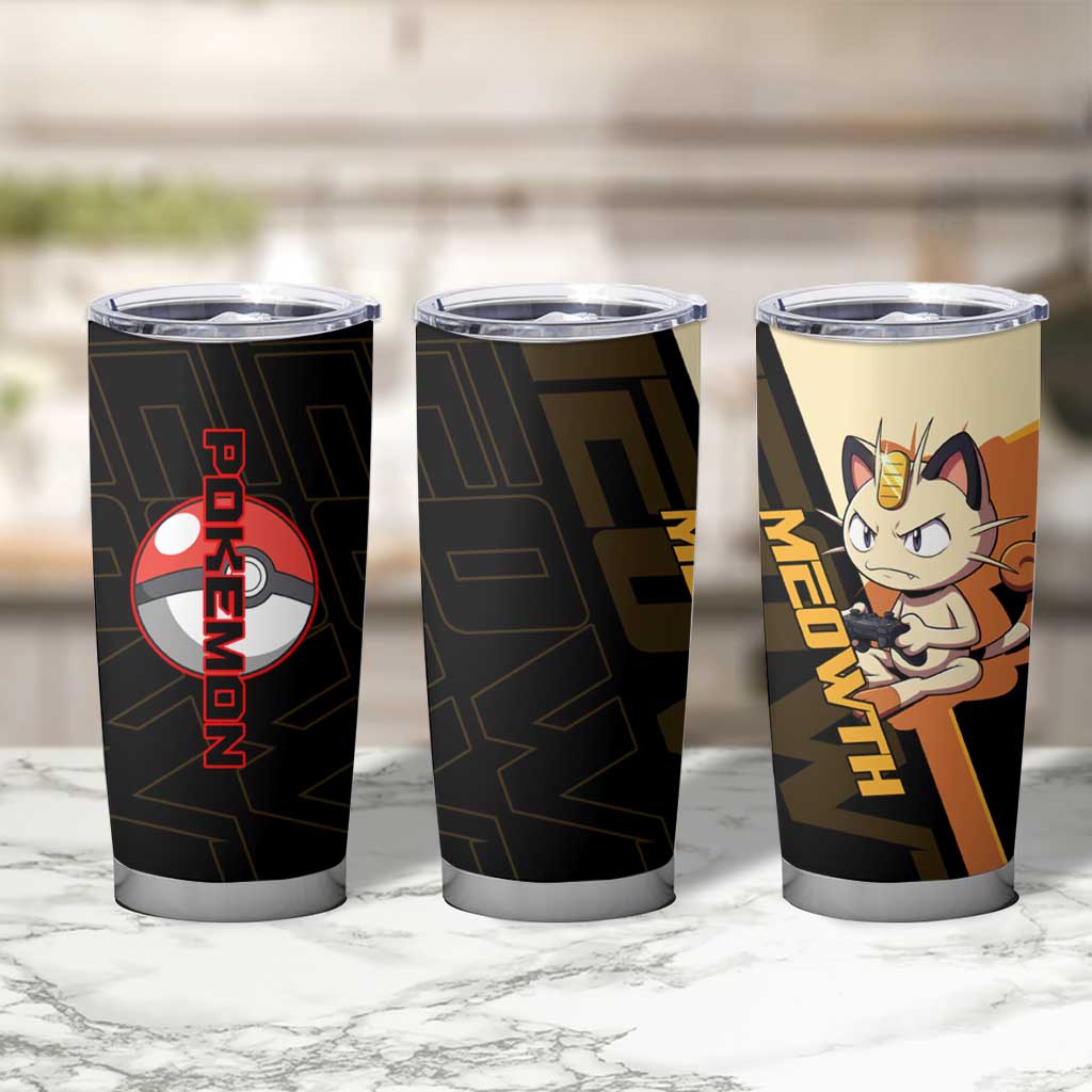 Meowth Poké Tumbler Cup Vintage Anime Cartoon Style