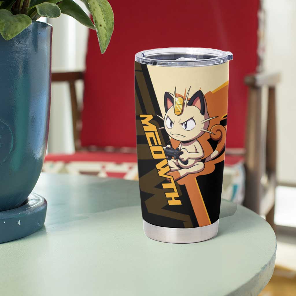 Meowth Poké Tumbler Cup Vintage Anime Cartoon Style