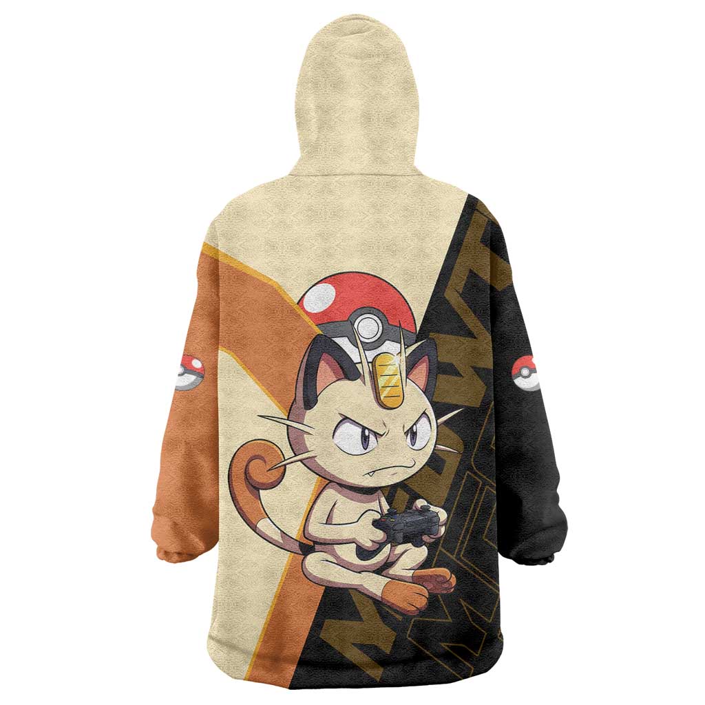 Meowth Poké Wearable Blanket Hoodie Vintage Anime Cartoon Style