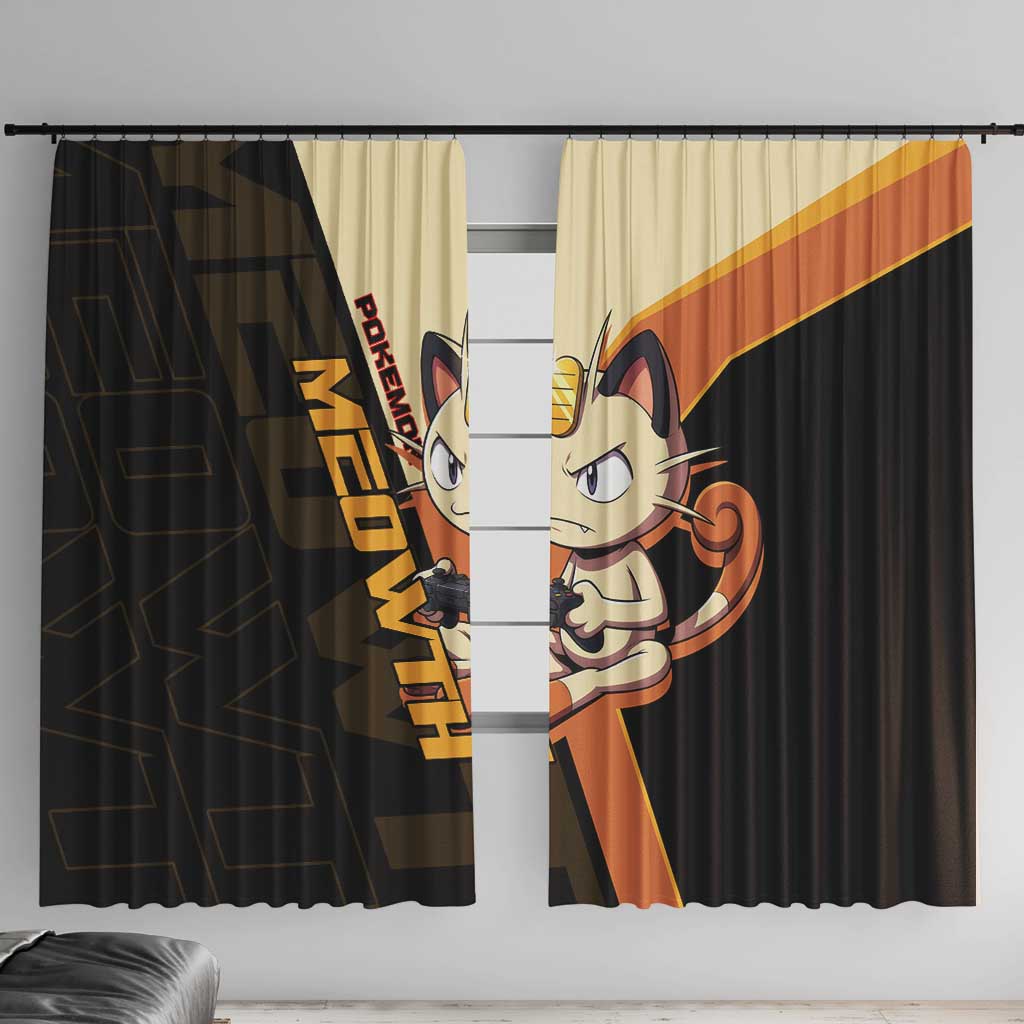 Meowth Poké Window Curtain Vintage Anime Cartoon Style