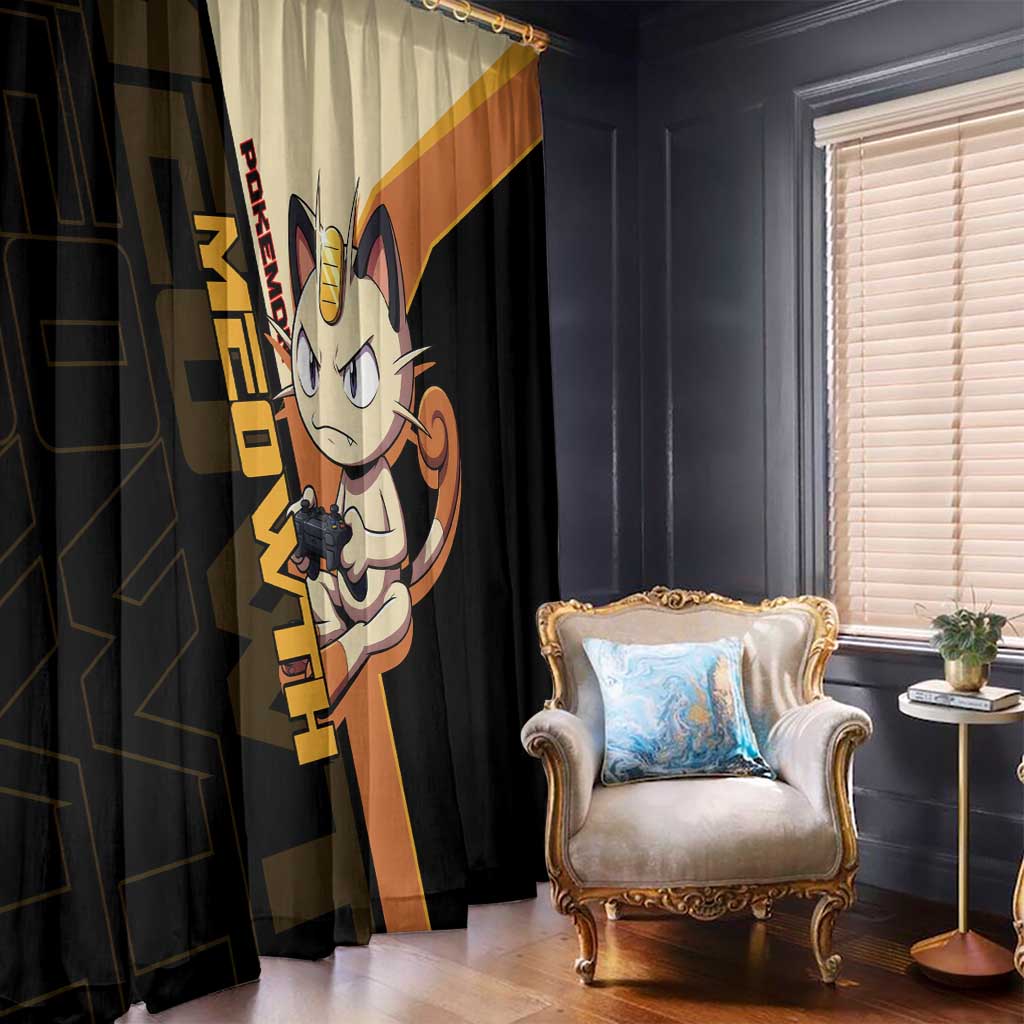 Meowth Poké Window Curtain Vintage Anime Cartoon Style