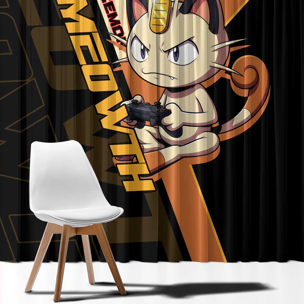 Meowth Poké Window Curtain Vintage Anime Cartoon Style