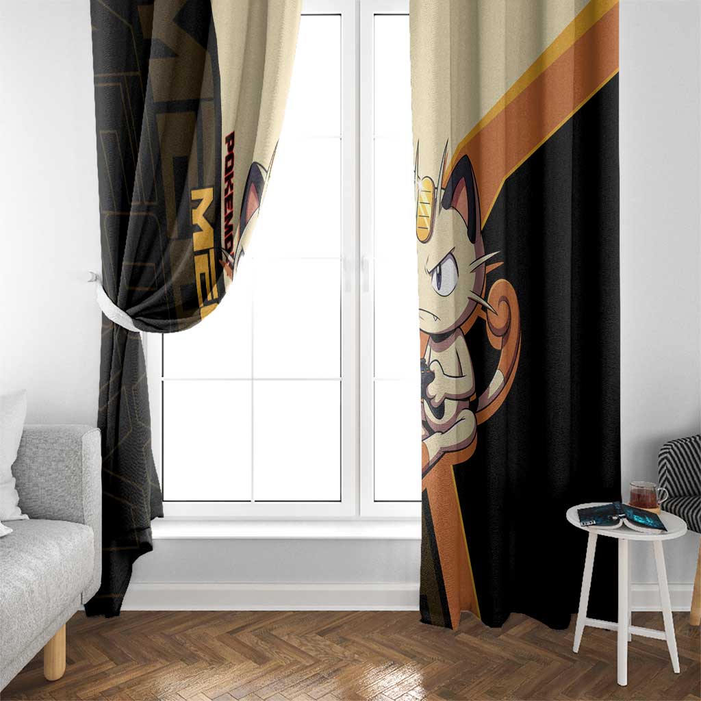 Meowth Poké Window Curtain Vintage Anime Cartoon Style