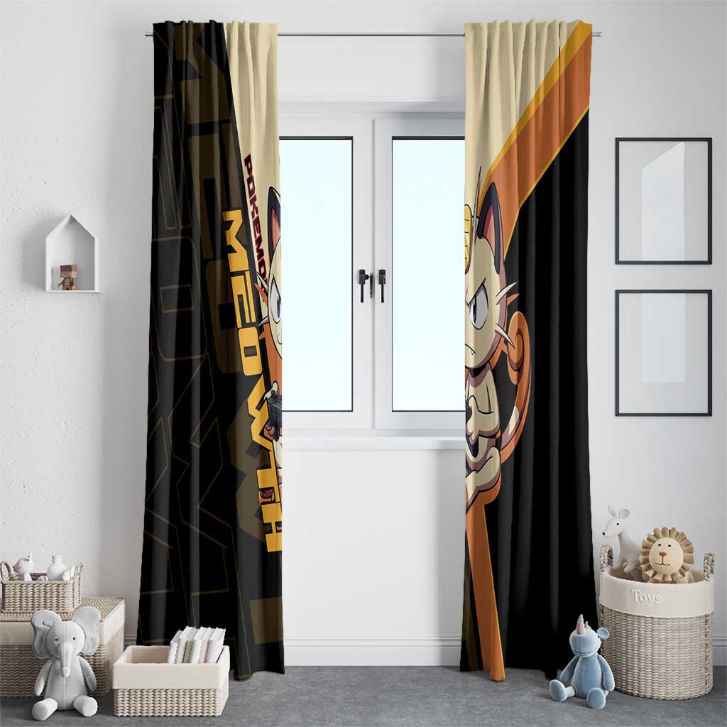 Meowth Poké Window Curtain Vintage Anime Cartoon Style