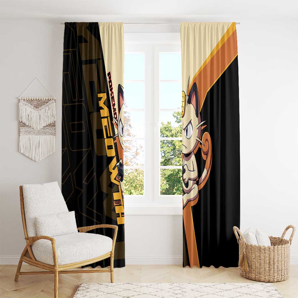 Meowth Poké Window Curtain Vintage Anime Cartoon Style