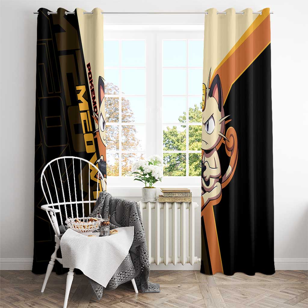 Meowth Poké Window Curtain Vintage Anime Cartoon Style
