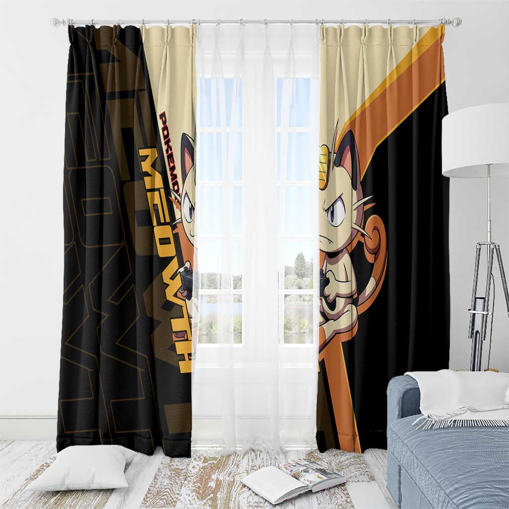 Meowth Poké Window Curtain Vintage Anime Cartoon Style
