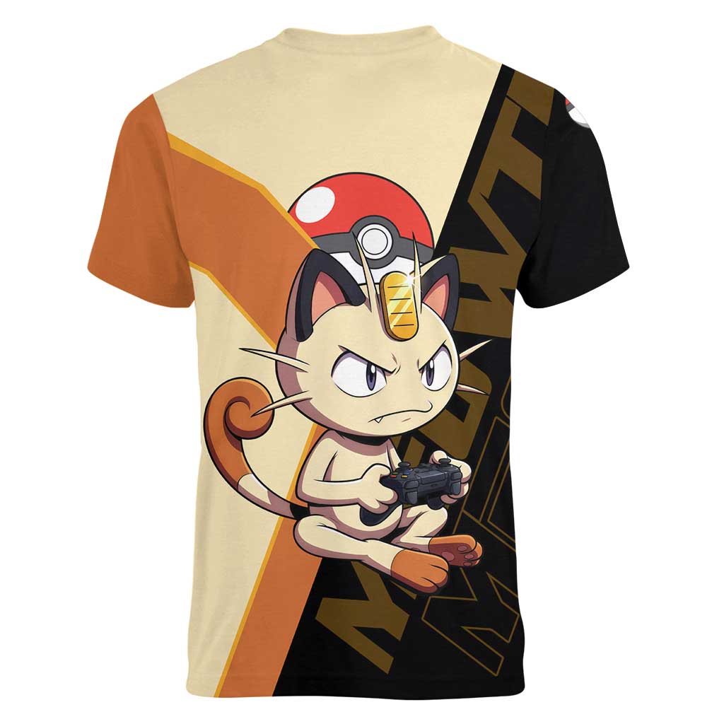 Meowth Poké Women V-Neck T-Shirt Vintage Anime Cartoon Style