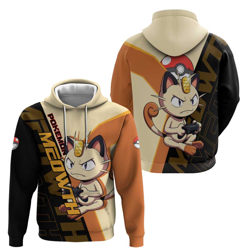 Meowth Poké Zip Hoodie Vintage Anime Cartoon Style