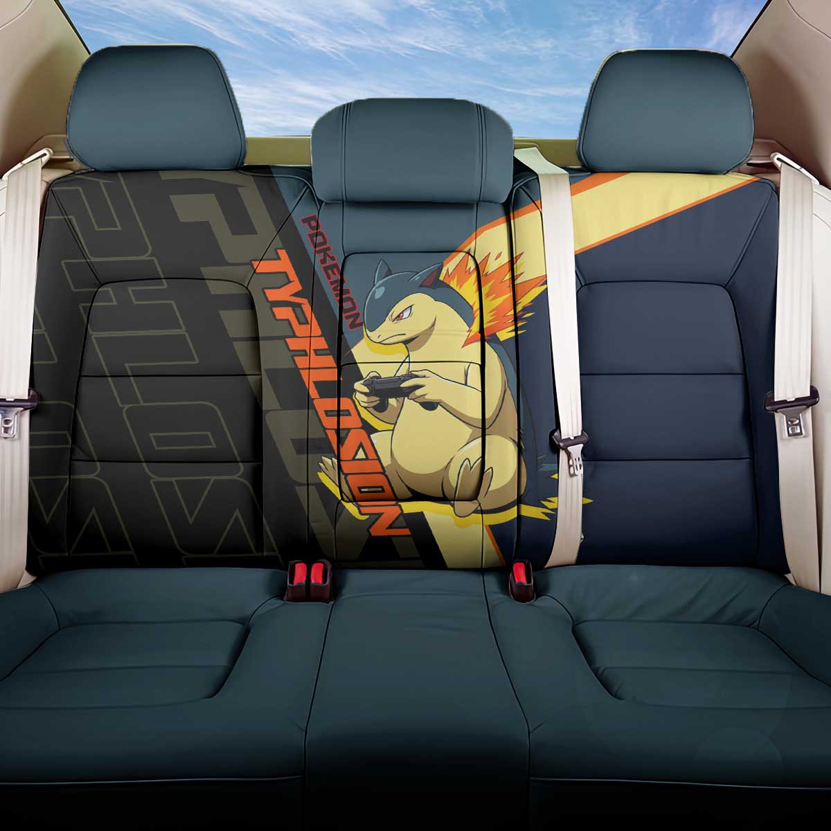 Typhlosion Poké Back Car Seat Cover Classic Retro Anime Style