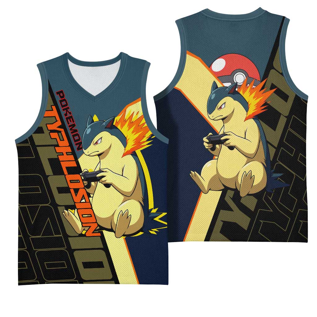 Typhlosion Poké Basketball Jersey Classic Retro Anime Style