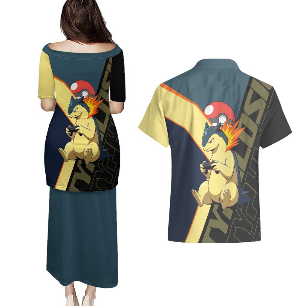 Typhlosion Poké Couples Matching Puletasi and Hawaiian Shirt Classic Retro Anime Style