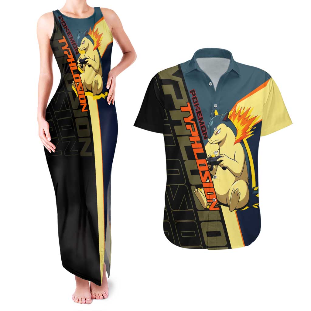 Typhlosion Poké Couples Matching Tank Maxi Dress and Hawaiian Shirt Classic Retro Anime Style