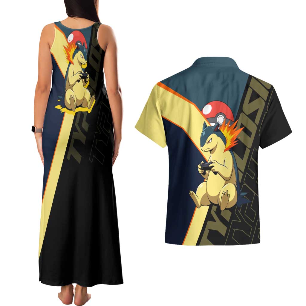 Typhlosion Poké Couples Matching Tank Maxi Dress and Hawaiian Shirt Classic Retro Anime Style