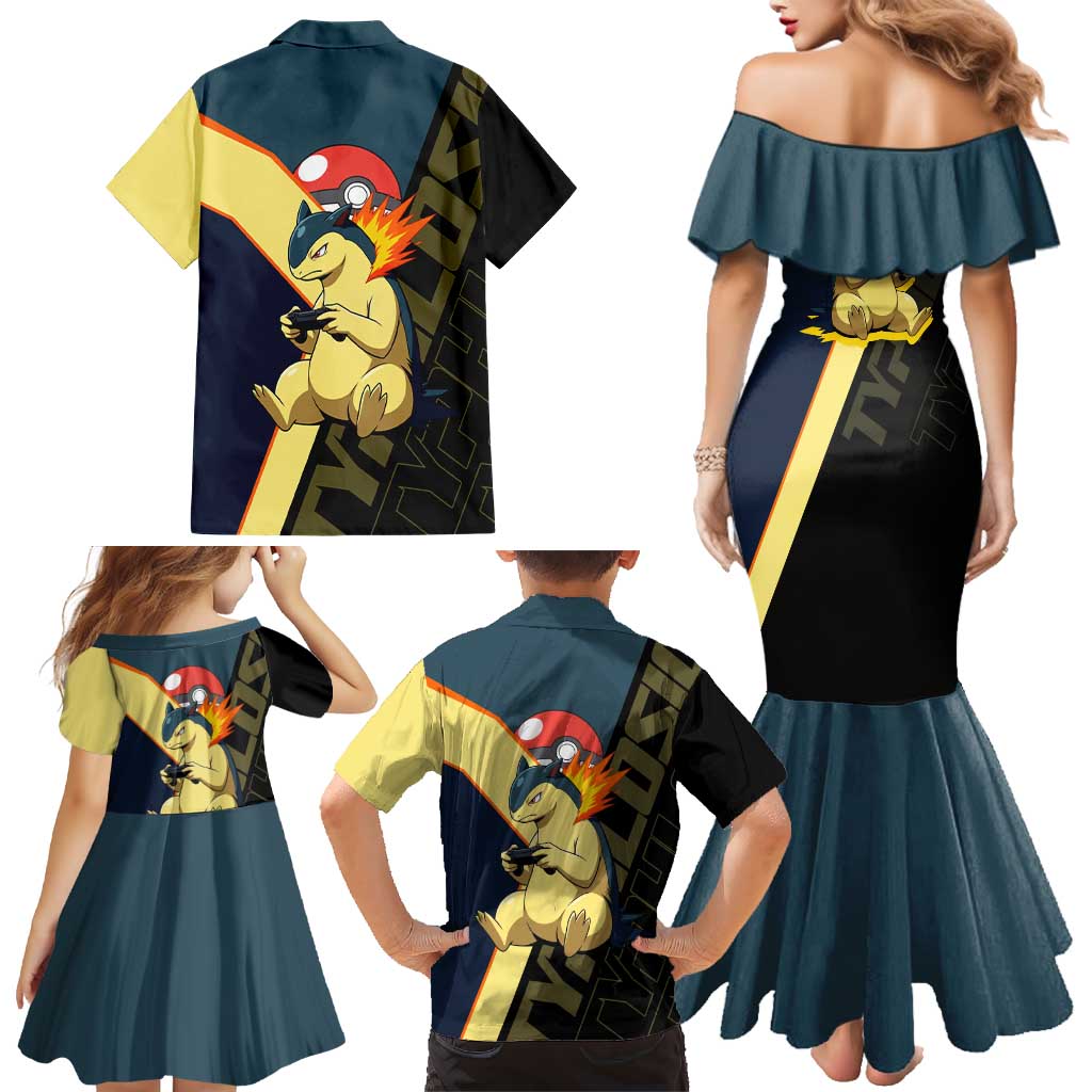 Typhlosion Poké Family Matching Mermaid Dress and Hawaiian Shirt Classic Retro Anime Style