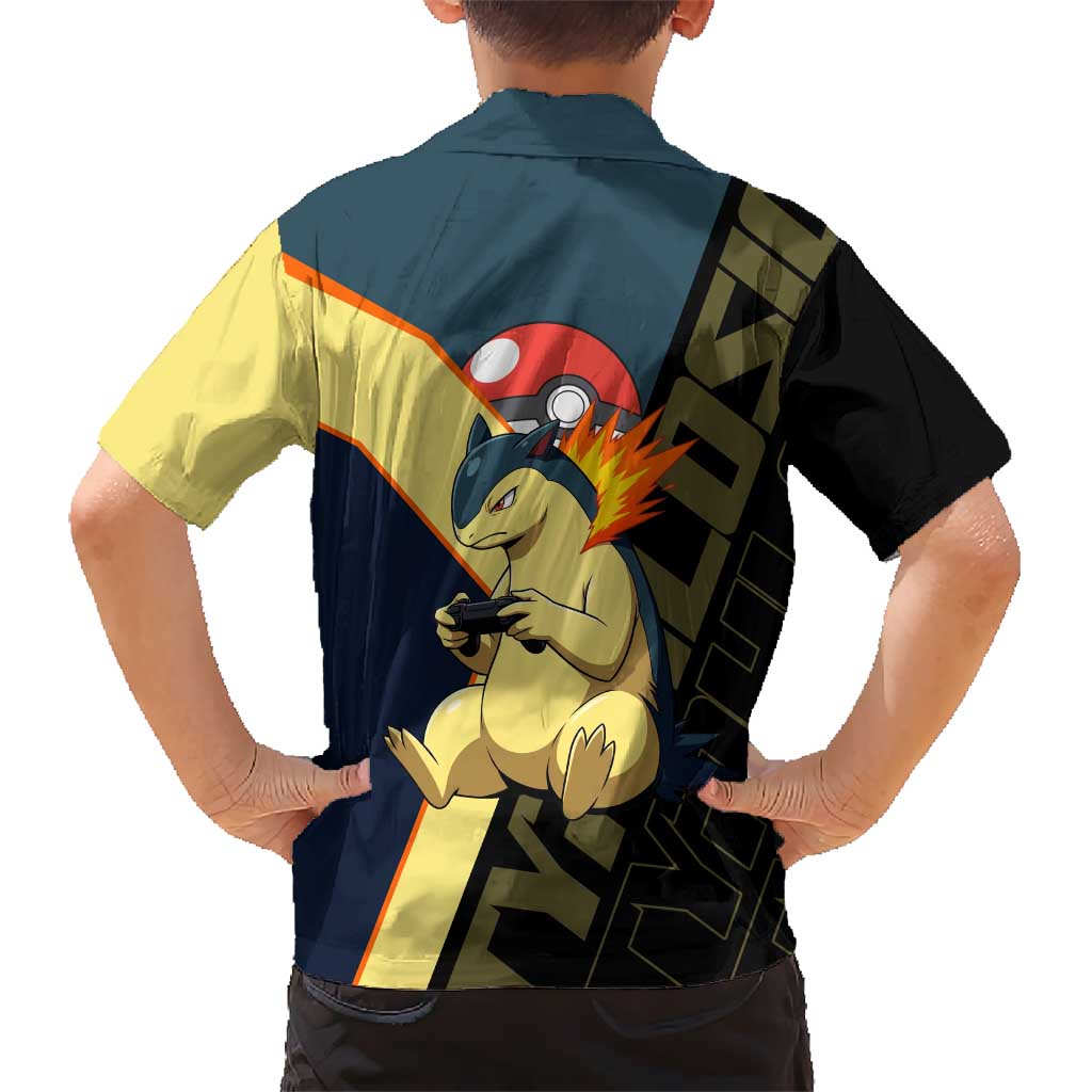 Typhlosion Poké Family Matching Off Shoulder Short Dress and Hawaiian Shirt Classic Retro Anime Style