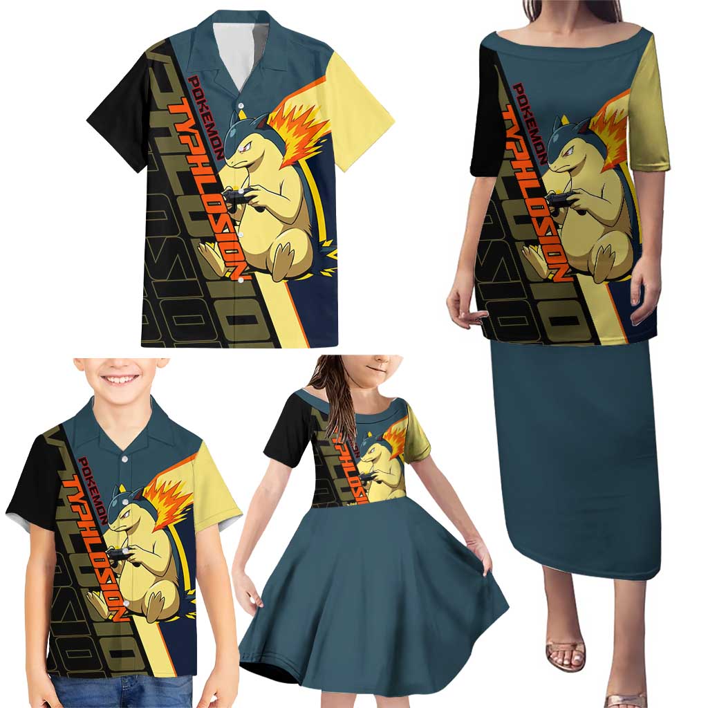 Typhlosion Poké Family Matching Puletasi and Hawaiian Shirt Classic Retro Anime Style