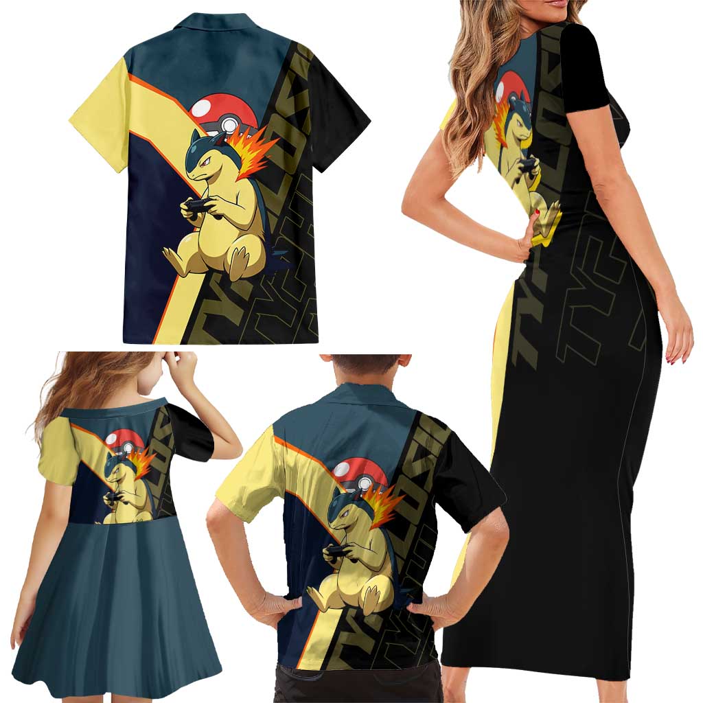 Typhlosion Poké Family Matching Short Sleeve Bodycon Dress and Hawaiian Shirt Classic Retro Anime Style