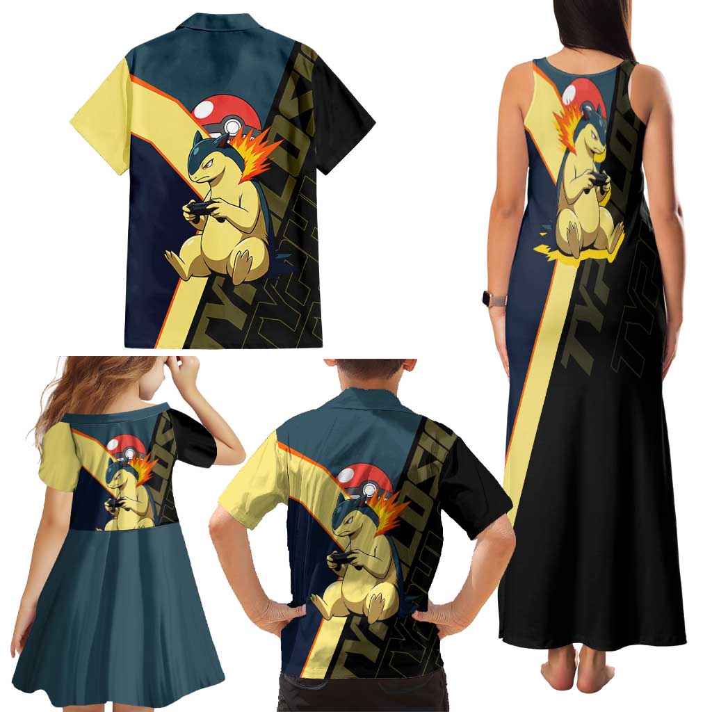 Typhlosion Poké Family Matching Tank Maxi Dress and Hawaiian Shirt Classic Retro Anime Style