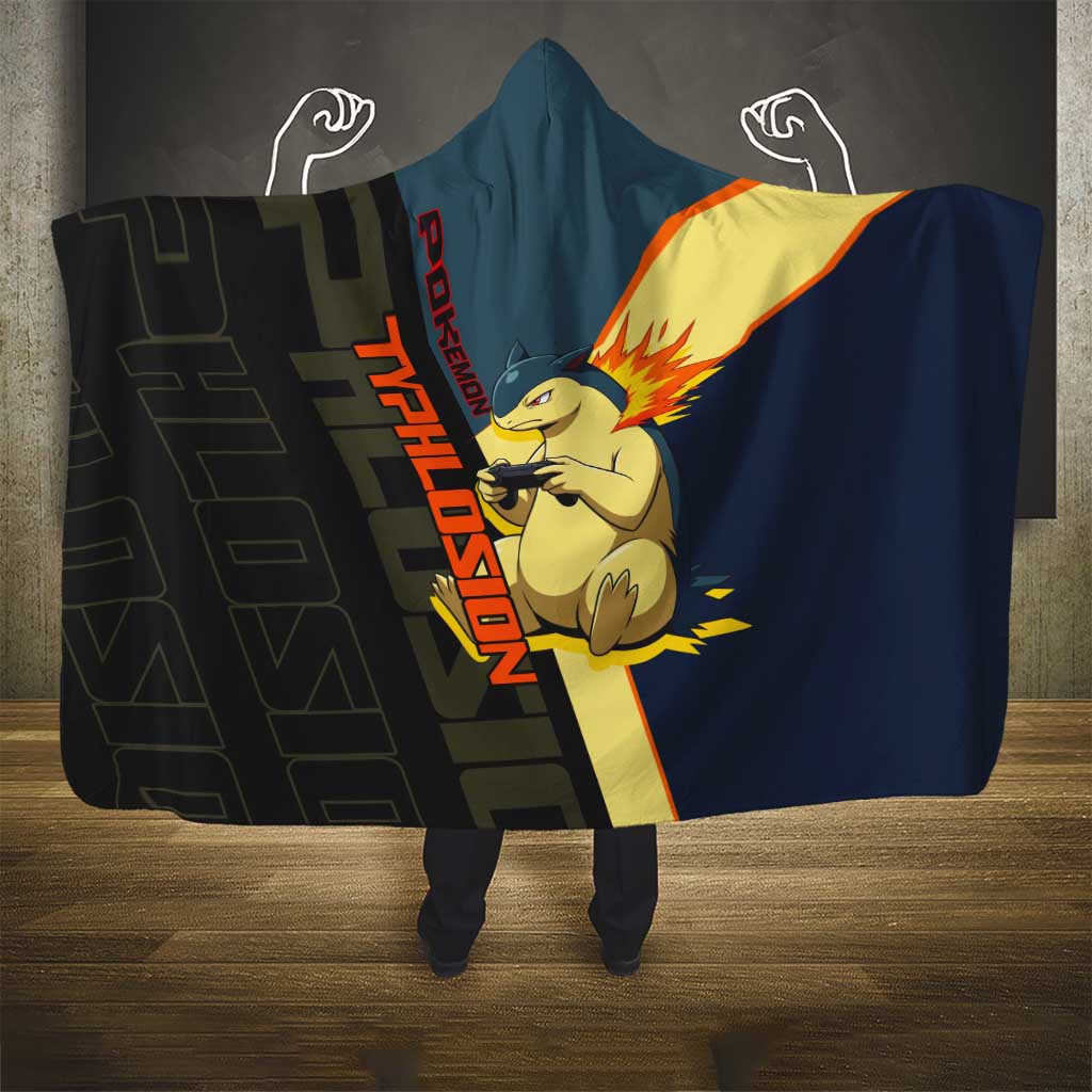 Typhlosion Poké Hooded Blanket Classic Retro Anime Style
