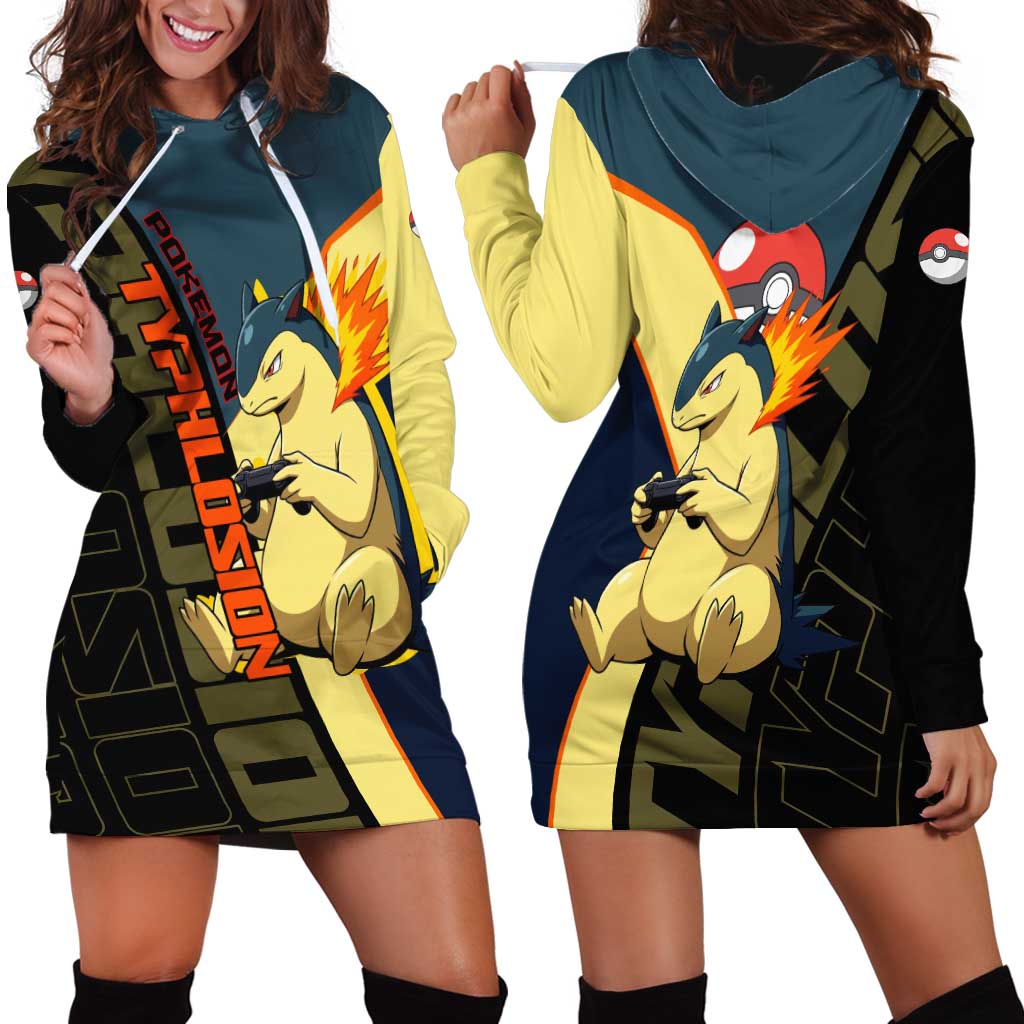 Typhlosion Poké Hoodie Dress Classic Retro Anime Style
