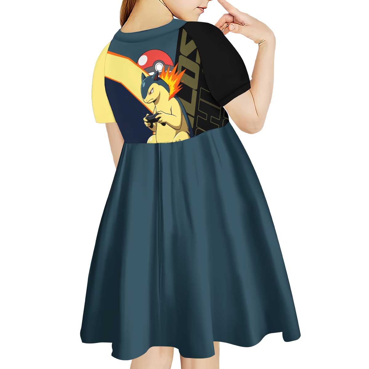 Typhlosion Poké Kid Short Sleeve Dress Classic Retro Anime Style
