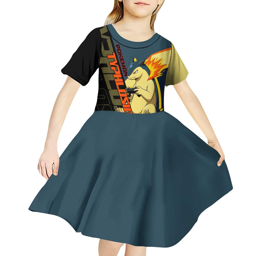 Typhlosion Poké Kid Short Sleeve Dress Classic Retro Anime Style