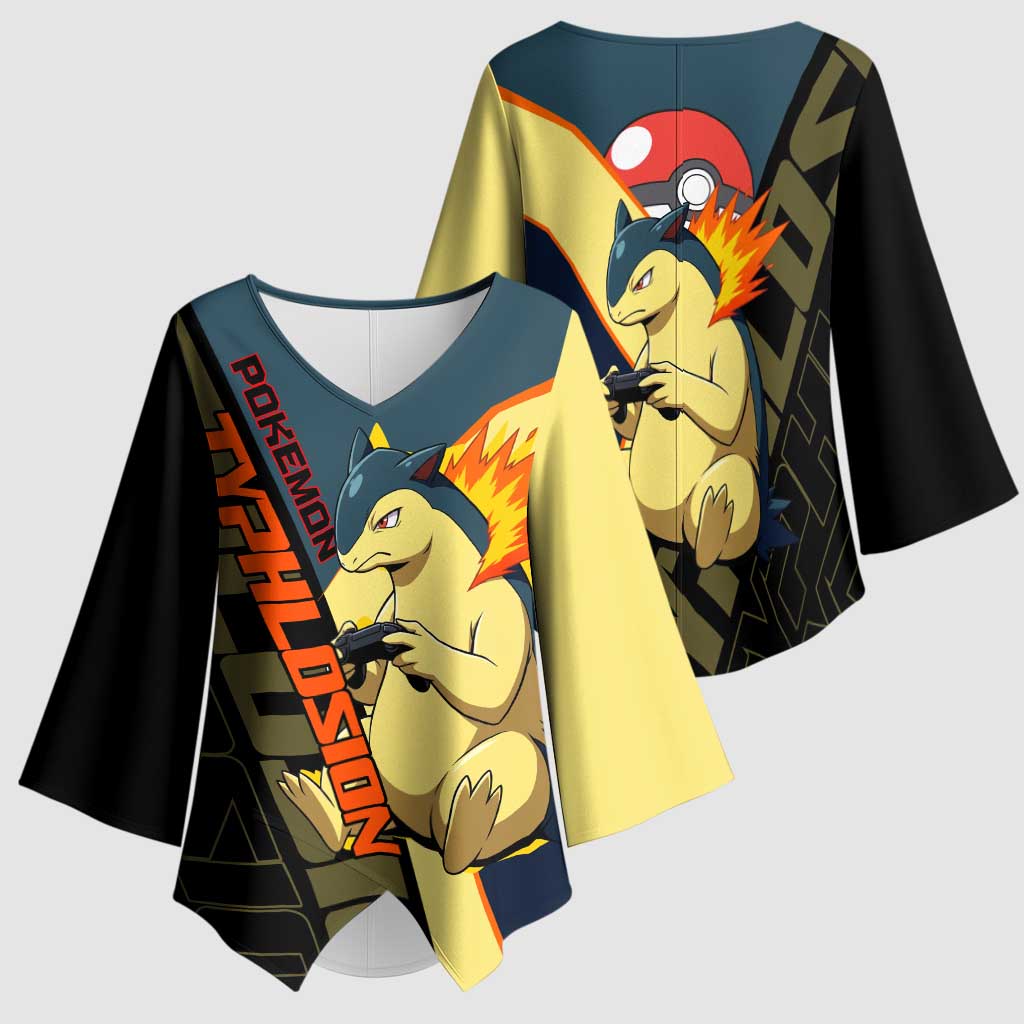 Typhlosion Poké Kimono Sleeve Blouse Classic Retro Anime Style
