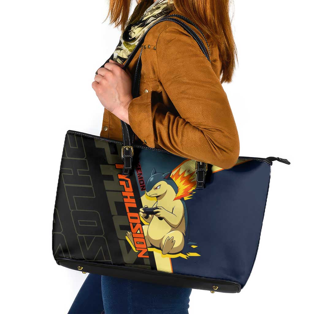 Typhlosion Poké Leather Tote Bag Classic Retro Anime Style